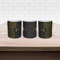 Niue Polynesian Hiapo Tattoo Art Ceramic Mug Half Style Black Gold Color LT03 - Polynesian Pride