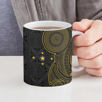 Niue Polynesian Hiapo Tattoo Art Ceramic Mug Half Style Black Gold Color LT03 - Polynesian Pride
