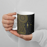 Niue Polynesian Hiapo Tattoo Art Ceramic Mug Half Style Black Gold Color LT03 - Polynesian Pride