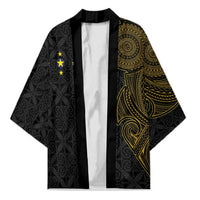 Niue Polynesian Hiapo Tattoo Art Kimono Half Style Black Gold Color LT03 Unisex Black - Polynesian Pride
