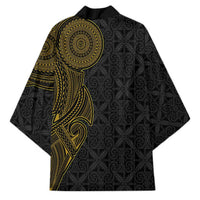 Niue Polynesian Hiapo Tattoo Art Kimono Half Style Black Gold Color LT03 - Polynesian Pride