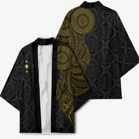 Niue Polynesian Hiapo Tattoo Art Kimono Half Style Black Gold Color LT03 - Polynesian Pride