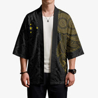 Niue Polynesian Hiapo Tattoo Art Kimono Half Style Black Gold Color LT03 - Polynesian Pride