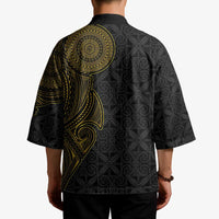 Niue Polynesian Hiapo Tattoo Art Kimono Half Style Black Gold Color LT03 - Polynesian Pride