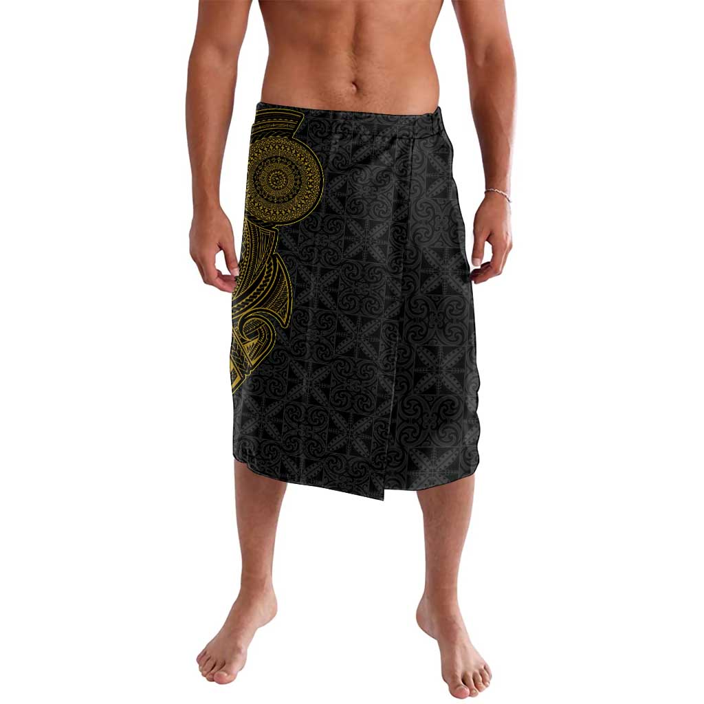 Niue Polynesian Hiapo Tattoo Art Lavalava Half Style Black Gold Color LT03 Black - Polynesian Pride