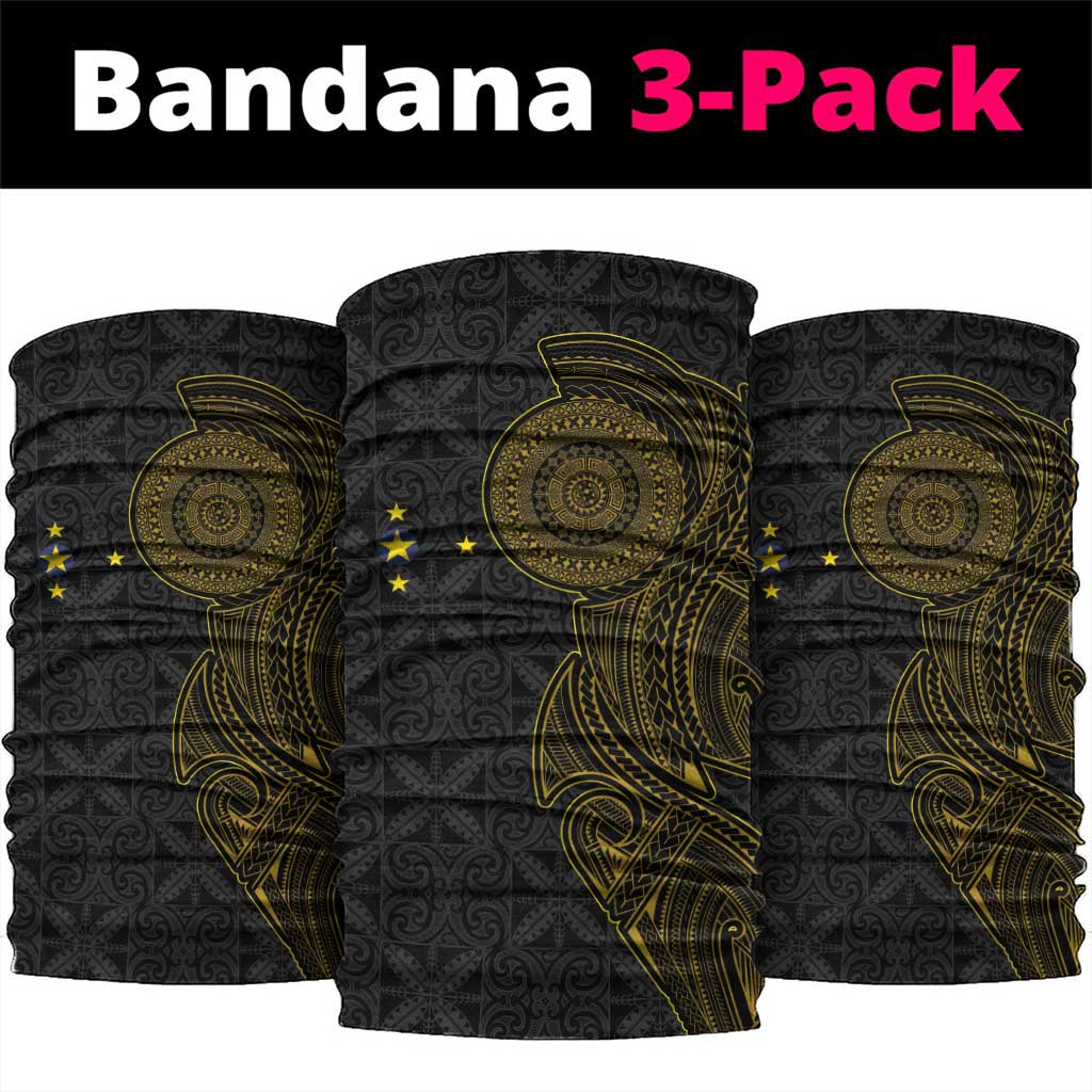 Niue Polynesian Hiapo Tattoo Art Neck Gaiter Half Style Black Gold Color LT03 package One Size: 25*50cm Black - Polynesian Pride