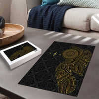 Niue Polynesian Hiapo Tattoo Art Puzzle Half Style Black Gold Color LT03 - Polynesian Pride