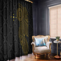 Niue Polynesian Hiapo Tattoo Art Window Curtain Half Style Black Gold Color LT03 - Polynesian Pride