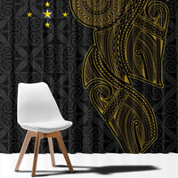 Niue Polynesian Hiapo Tattoo Art Window Curtain Half Style Black Gold Color LT03 - Polynesian Pride