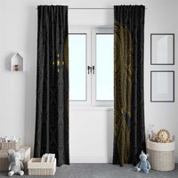 Niue Polynesian Hiapo Tattoo Art Window Curtain Half Style Black Gold Color LT03 - Polynesian Pride