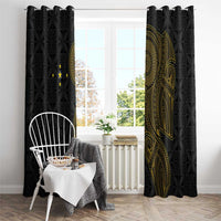 Niue Polynesian Hiapo Tattoo Art Window Curtain Half Style Black Gold Color LT03 - Polynesian Pride