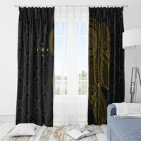 Niue Polynesian Hiapo Tattoo Art Window Curtain Half Style Black Gold Color LT03 - Polynesian Pride