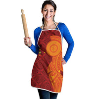 Niue Polynesian Hiapo Tattoo Art Apron Half Style Red Yellow Color LT03 - Polynesian Pride