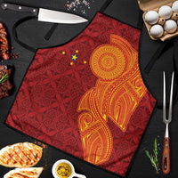 Niue Polynesian Hiapo Tattoo Art Apron Half Style Red Yellow Color LT03 Red - Polynesian Pride