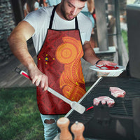 Niue Polynesian Hiapo Tattoo Art Apron Half Style Red Yellow Color LT03 - Polynesian Pride