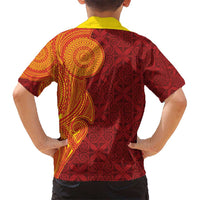 Niue Polynesian Hiapo Tattoo Art Hawaiian Shirt Half Style Red Yellow Color LT03 - Polynesian Pride