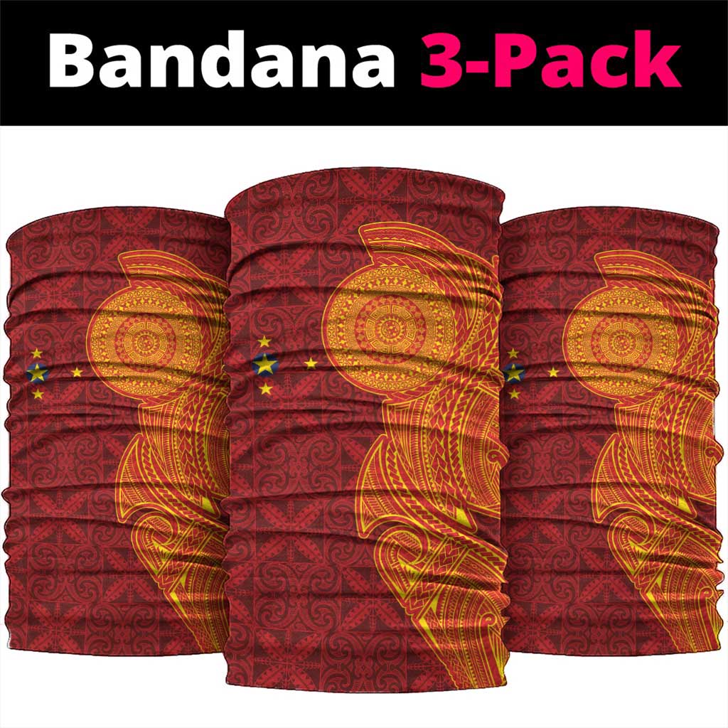 Niue Polynesian Hiapo Tattoo Art Neck Gaiter Half Style Red Yellow Color LT03 package One Size: 25*50cm Red - Polynesian Pride