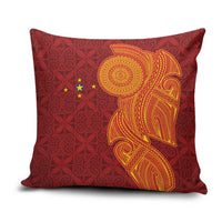 Niue Polynesian Hiapo Tattoo Art Pillow Cover Half Style Red Yellow Color LT03 Red - Polynesian Pride