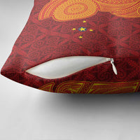 Niue Polynesian Hiapo Tattoo Art Pillow Cover Half Style Red Yellow Color LT03 - Polynesian Pride