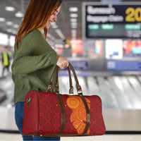 Niue Polynesian Hiapo Tattoo Art Travel Bag Half Style Red Yellow Color LT03 - Polynesian Pride