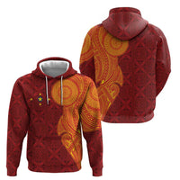 Niue Polynesian Hiapo Tattoo Art Zip Hoodie Half Style Red Yellow Color LT03 - Polynesian Pride