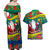 New Caledonia Christmas Couples Matching Off Shoulder Maxi Dress and Hawaiian Shirt Santa Claus and Kanak Flag Mix Poinsettia Maori Pattern LT03 - Polynesian Pride