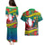 New Caledonia Christmas Couples Matching Puletasi Dress and Hawaiian Shirt Santa Claus and Kanak Flag Mix Poinsettia Maori Pattern LT03 - Polynesian Pride