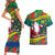 New Caledonia Christmas Couples Matching Short Sleeve Bodycon Dress and Hawaiian Shirt Santa Claus and Kanak Flag Mix Poinsettia Maori Pattern LT03 - Polynesian Pride