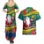 New Caledonia Christmas Couples Matching Summer Maxi Dress and Hawaiian Shirt Santa Claus and Kanak Flag Mix Poinsettia Maori Pattern LT03 - Polynesian Pride