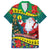 New Caledonia Christmas Family Matching Long Sleeve Bodycon Dress and Hawaiian Shirt Santa Claus and Kanak Flag Mix Poinsettia Maori Pattern LT03 Dad's Shirt - Short Sleeve Green - Polynesian Pride