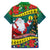 New Caledonia Christmas Family Matching Long Sleeve Bodycon Dress and Hawaiian Shirt Santa Claus and Kanak Flag Mix Poinsettia Maori Pattern LT03 - Polynesian Pride