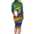 New Caledonia Christmas Family Matching Long Sleeve Bodycon Dress and Hawaiian Shirt Santa Claus and Kanak Flag Mix Poinsettia Maori Pattern LT03 - Polynesian Pride