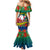 New Caledonia Christmas Family Matching Mermaid Dress and Hawaiian Shirt Santa Claus and Kanak Flag Mix Poinsettia Maori Pattern LT03 - Polynesian Pride