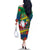 New Caledonia Christmas Family Matching Off Shoulder Long Sleeve Dress and Hawaiian Shirt Santa Claus and Kanak Flag Mix Poinsettia Maori Pattern LT03 - Polynesian Pride