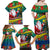 New Caledonia Christmas Family Matching Off Shoulder Maxi Dress and Hawaiian Shirt Santa Claus and Kanak Flag Mix Poinsettia Maori Pattern LT03 - Polynesian Pride