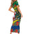 New Caledonia Christmas Family Matching Short Sleeve Bodycon Dress and Hawaiian Shirt Santa Claus and Kanak Flag Mix Poinsettia Maori Pattern LT03 - Polynesian Pride