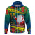 New Caledonia Christmas Hoodie Santa Claus and Kanak Flag Mix Poinsettia Maori Pattern LT03 - Polynesian Pride