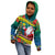 New Caledonia Christmas Kid Hoodie Santa Claus and Kanak Flag Mix Poinsettia Maori Pattern LT03 - Polynesian Pride