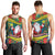 New Caledonia Christmas Men Tank Top Santa Claus and Kanak Flag Mix Poinsettia Maori Pattern LT03 - Polynesian Pride