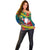 New Caledonia Christmas Off Shoulder Sweater Santa Claus and Kanak Flag Mix Poinsettia Maori Pattern LT03 - Polynesian Pride