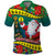 New Caledonia Christmas Polo Shirt Santa Claus and Kanak Flag Mix Poinsettia Maori Pattern LT03 Green - Polynesian Pride