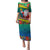 New Caledonia Christmas Puletasi Santa Claus and Kanak Flag Mix Poinsettia Maori Pattern LT03 Long Dress Green - Polynesian Pride