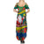 New Caledonia Christmas Summer Maxi Dress Santa Claus and Kanak Flag Mix Poinsettia Maori Pattern LT03 - Polynesian Pride