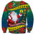 New Caledonia Christmas Sweatshirt Santa Claus and Kanak Flag Mix Poinsettia Maori Pattern LT03 - Polynesian Pride