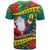 New Caledonia Christmas T Shirt Santa Claus and Kanak Flag Mix Poinsettia Maori Pattern LT03 - Polynesian Pride