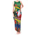 New Caledonia Christmas Tank Maxi Dress Santa Claus and Kanak Flag Mix Poinsettia Maori Pattern LT03 Women Green - Polynesian Pride