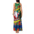 New Caledonia Christmas Tank Maxi Dress Santa Claus and Kanak Flag Mix Poinsettia Maori Pattern LT03 - Polynesian Pride