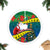 New Caledonia Christmas Tree Skirt Santa Claus and Kanak Flag Mix Poinsettia Maori Pattern LT03 - Polynesian Pride