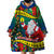 New Caledonia Christmas Wearable Blanket Hoodie Santa Claus and Kanak Flag Mix Poinsettia Maori Pattern LT03 - Polynesian Pride