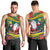 Personalised New Caledonia Christmas Men Tank Top Santa Claus and Kanak Flag Mix Poinsettia Maori Pattern LT03 - Polynesian Pride